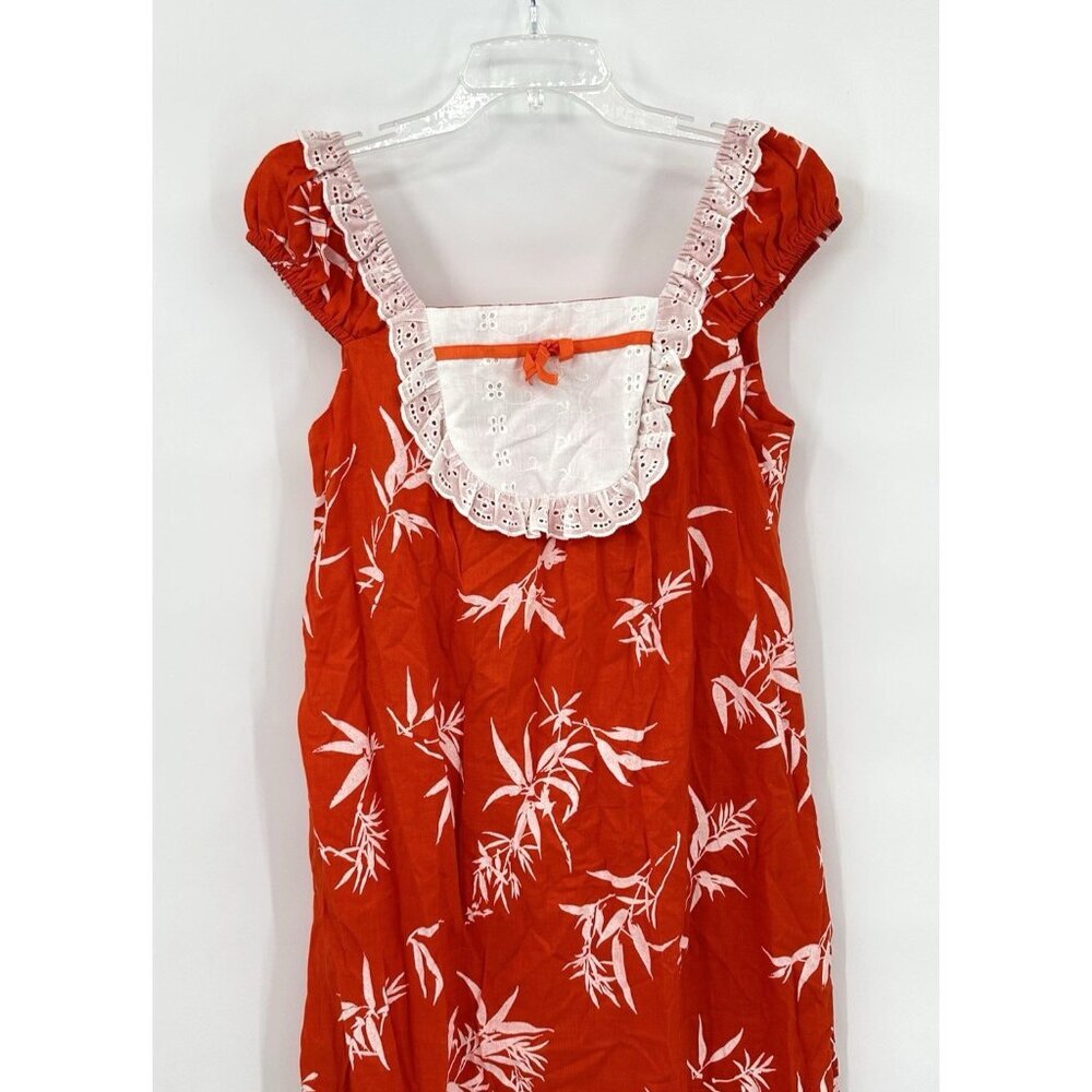 vintage 60s TOBY HONOLULU maxi dress hawaiian cotton floral beach orange M L - Picture 3 of 6